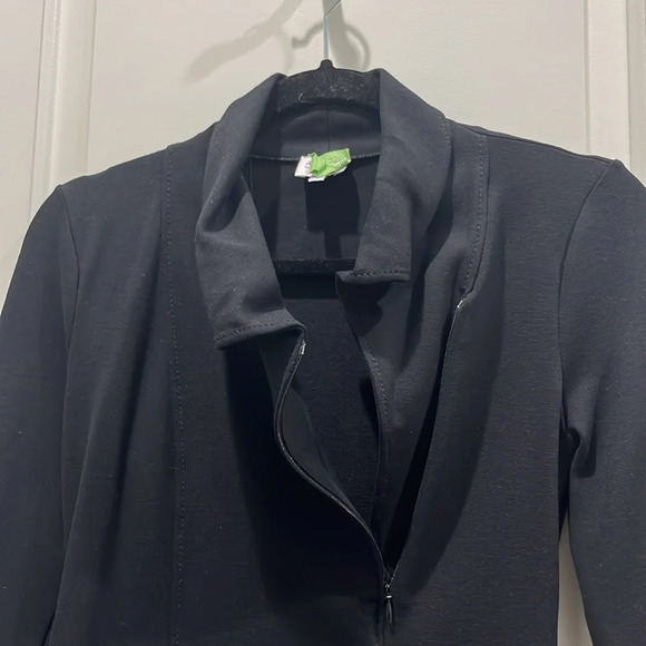 Armani Collezioni Long Sleeve Half Zip Drape Front Black Mid Dress Sz 4 - Picture 4 of 7